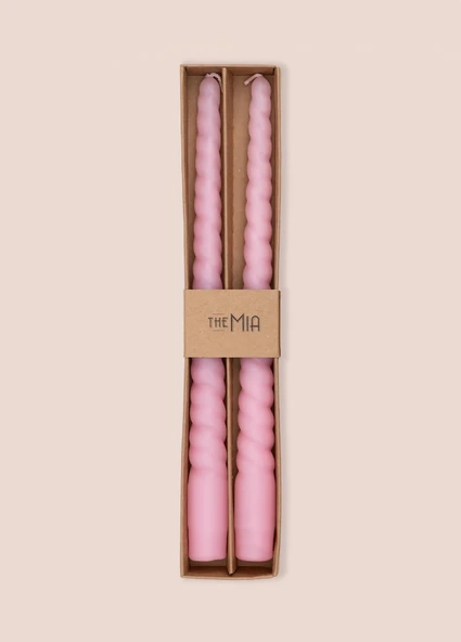 The Mia Burgu Şamdan Mumu 2li Set Blush 29 cm - 3
