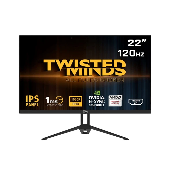 TWISTED MINDS 22" TM22FHD120IPS FHD 120HZ 1MS HDMI DP VRR IPS ÇERÇEVESİZ GAMING MONİTÖR