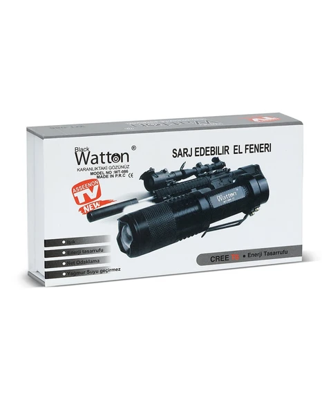 Orjinal 800 Lümen T6 Şarjlı EL Feneri Watton Wt-086 - 3