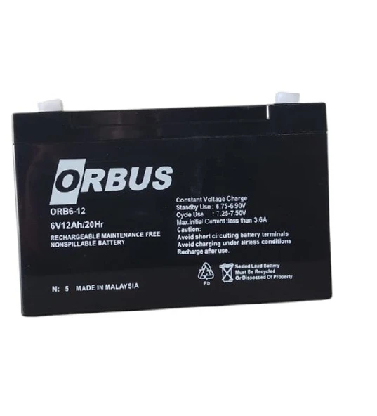 Orbus Akü 6 Volt 12 Amper Orbus Orb6-12 ( 150x50x94mm) - 2