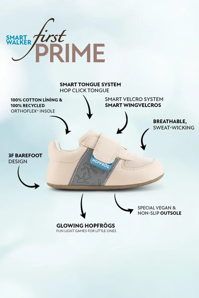 Hopfrög  Smart Walker First Prime Havalı Bej Barefoot İlk Adım Bebek Ayakkabı H020906096 - 6