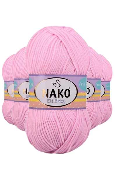 5 Adet Elite Baby El Örgü İpi Tüylenmeyen Bebek Yünü Açık Pembe 6936 ürün görseli 1