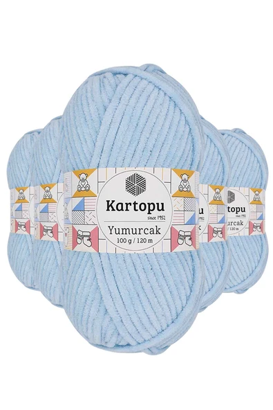 5 Adet Yumurcak Kadife El Örgü İpi Bebe Mavi K523 ürün görseli 1