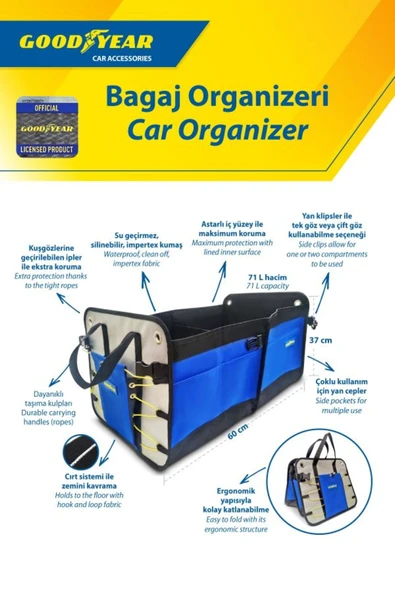 Goodyear Oto Bagaj Organizer 60 X 37 Cm - 71 L - 4