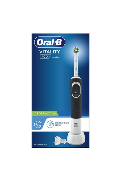 Oral-B Vitality 100 Quadrant Timer Cross Action Şarjlı Diş Fırçası Siyah - Kutulu