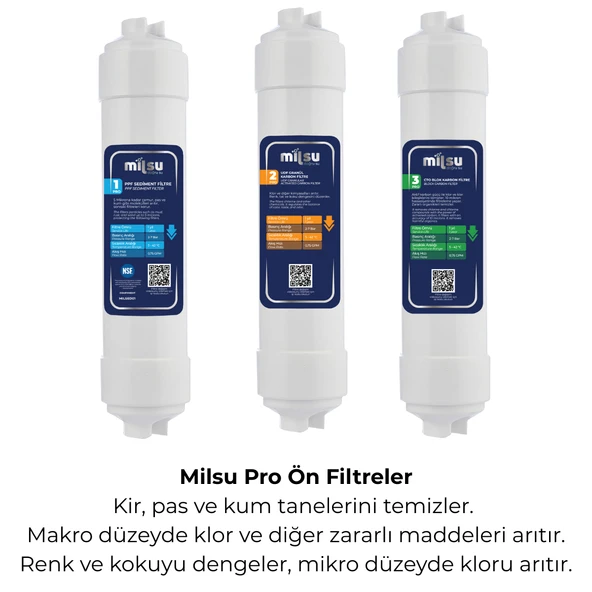 Milsu Pro Kapalı Kasa Su Arıtma Cihazı İçin 3lü Ön Filtre Seti - 2