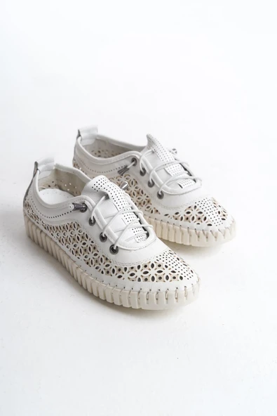 Kadın Hakiki Deri Mevsimlik Ayakkabı Comfort Taban Desenli Tam Kalıp Günlük Ayakkabı - Resim 4