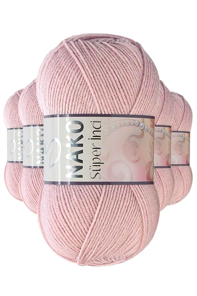 5 Adet Süper İnci El Örgü İpi 100 gr Pembemsi Pudra 10275 ürün görseli 1