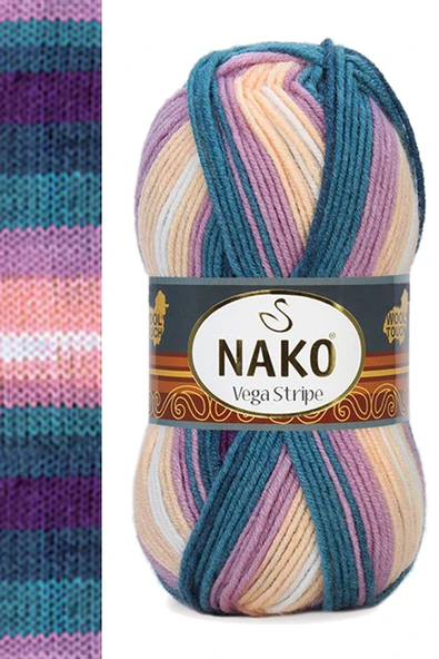 5 Adet Vega Stripe Premium Akrilik El Örgü İpi Yünü No: 82416 ürün görseli 1