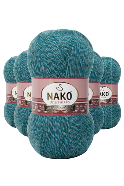 5 Adet Angora Lüks El Örgü İpi Petrol Muline 21357 ürün görseli 1