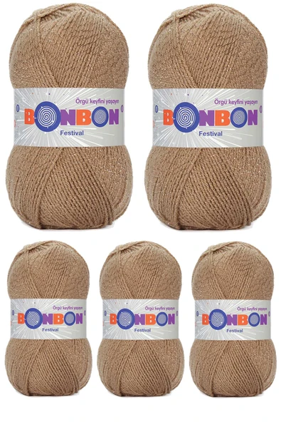 5 Adet Festival Simli Örgü İpi Yünü Renk No:672 ürün görseli 1