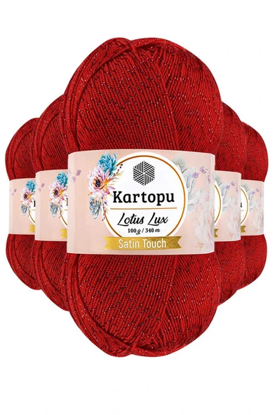 5 Adet Lotus Lux Bikini Büstiyer Bluz Simli Örgü İpi K165 Kırmızı ürün görseli 1