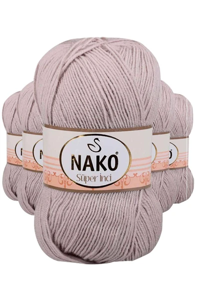 5 Adet Süper İnci El Örgü İpi 100 gr Pembeli Gri 3079 ürün görseli 1
