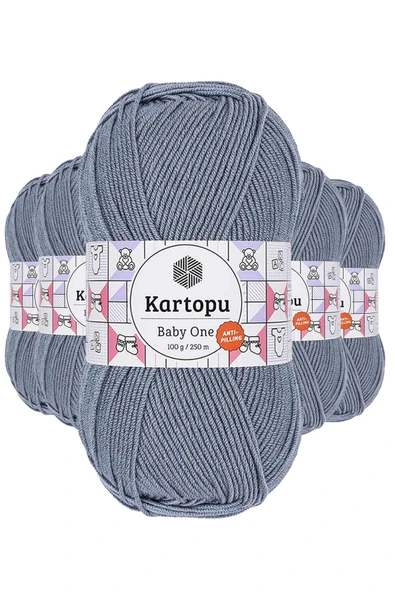 5 Adet Baby One Tüylenmeyen El Örgü İpi Yünü Jeans Mavi K571 ürün görseli 1