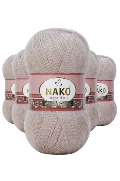 5 Adet Angora Lüks El Örgü İpi Pembeli Gri 3079 ürün görseli 1