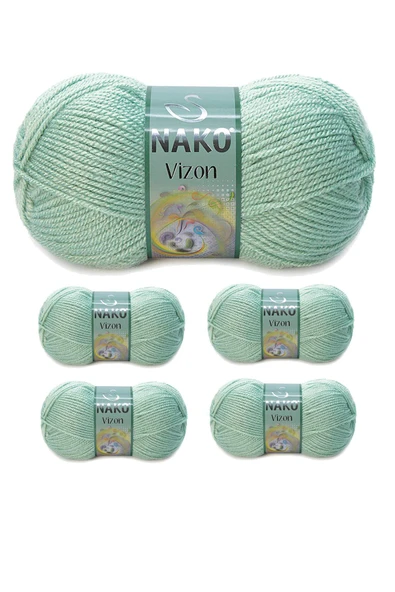 5 Adet Vizon Premium Akrilik El Örgü İpi Yünü Renk No:292 Çağla Yeşil ürün görseli 1
