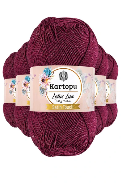 5 Adet Lotus Lux Bikini Büstiyer Bluz Simli Örgü İpi K747 Vişne ürün görseli 1