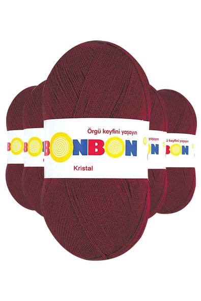 5 Adet Kristal El Örgü Lif İpi Bordo 98220 ürün görseli 1