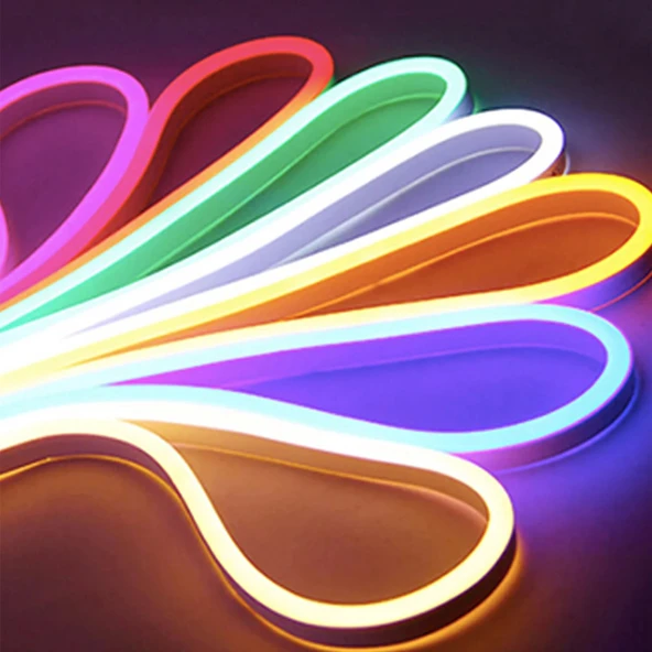 Neon LED şerit 5metre Pembe LED zincir bandı hortum esnek dekoratif aydınlatma ışık 12V 10W - 12