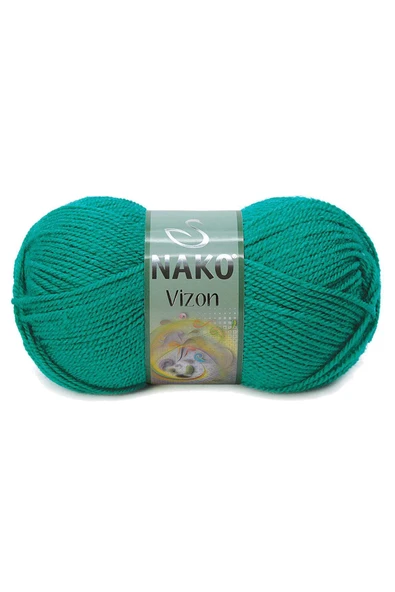 5 Adet Vizon Premium Akrilik El Örgü İpi Yünü Renk No:181 Ördek Başı Yeşil - Resim 2