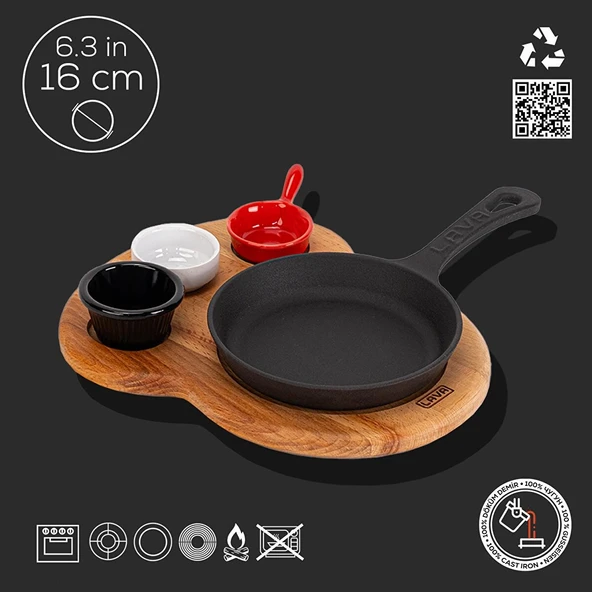 Lava Sahan Yuvarlak Ahşap Stand Siyah Mat 16 Cm Eco K44 - 2