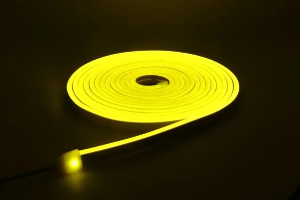 Neon LED şerit 5metre Sarı LED zincir bandı hortum esnek dekoratif aydınlatma ışık 12V 10W