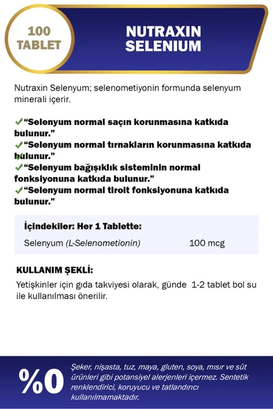 Nutraxin Selenium 100 mcg 100 Tablet - Resim 2