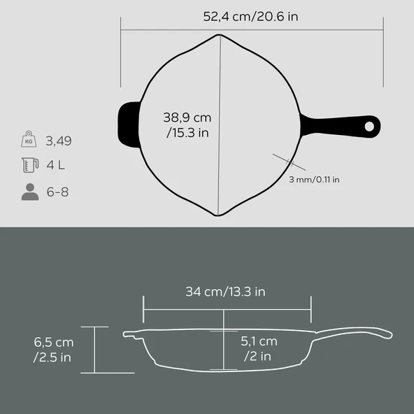 Lava Kızartma Tavası Yuvarlak Siyah Mat 34 Cm Eco - 5