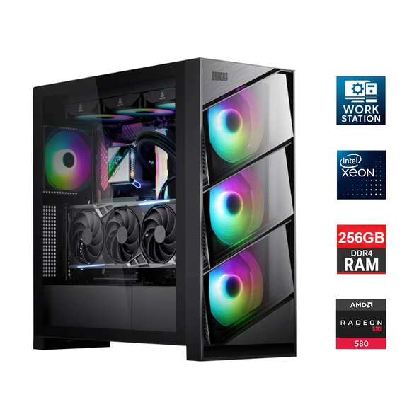Turbox Xeon E5-2640 V4 Çift Işlemci 40 Çekirdek 256GB 2tb Nvme 8GB RX580 Workstation Hazır Sistem