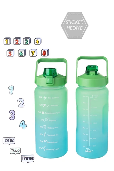 Voit 120 Bpa Içermez Motivasyon Su Matarası - Su Şisesi - Stickerlı Suluk 2 Lt - 3