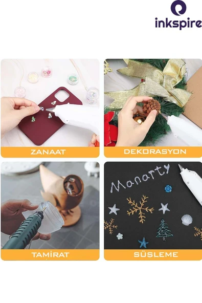 inkspire Sıcak Silikon Tabancası Mumu Kalın 5 Adet Slikon Tabanca İçi Kalın Çubuk Silicone Tabanca Ucu Yedeği - 5