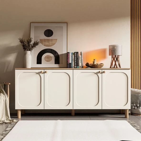 1700 Monza 180 Cm (Membran MDF Kapaklı) Bohem Konsol Sepet-Beyaz - 3