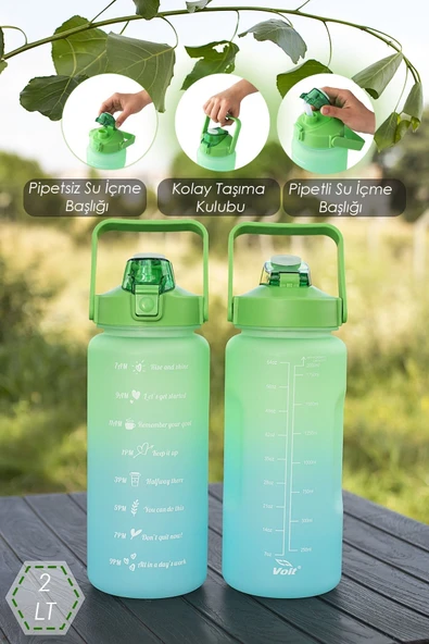 Voit 120 Bpa Içermez Motivasyon Su Matarası - Su Şisesi - Stickerlı Suluk 2 Lt - 2