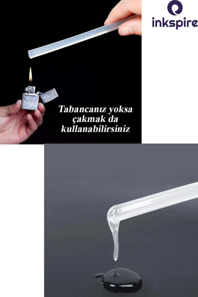 inkspire Sıcak Silikon Tabancası Mumu Kalın 5 Adet Slikon Tabanca İçi Kalın Çubuk Silicone Tabanca Ucu Yedeği - 8