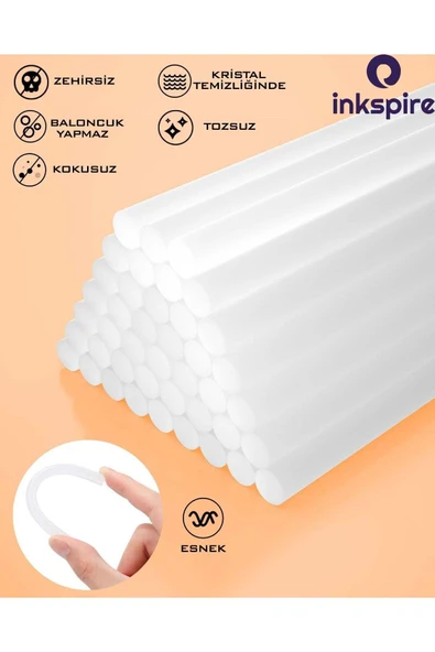 inkspire Sıcak Silikon Tabancası Mumu Kalın 5 Adet Slikon Tabanca İçi Kalın Çubuk Silicone Tabanca Ucu Yedeği - 2