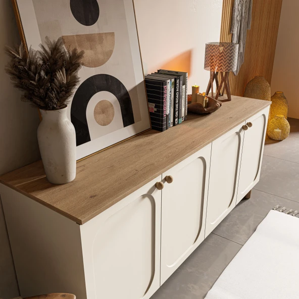 1700 Monza 180 Cm (Membran MDF Kapaklı) Bohem Konsol Sepet-Beyaz - 5