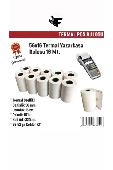 FİGANLAR tam metraj garantisi 56x16 Yazar Kasa Pos Rulosu ( 50 Adet ) - 4