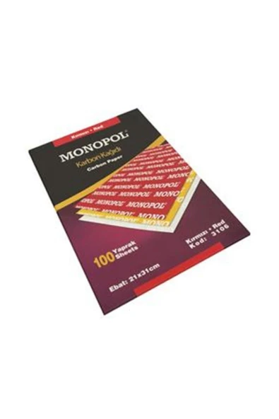 Monopol Karbon Kağıdı Karbon Kağıdı Kırmızı Renk 10 Adet