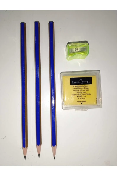 MİNİK STORE DERECELİ KALEM SETİ 2B-3B-4B FABER KALEM+FABER HAMUR SİLGİ+HAZNELİ KALEMTIRAŞ