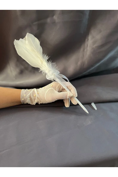 Gelince Alışveriş Beyaz Tüylü Nikah Kalemi