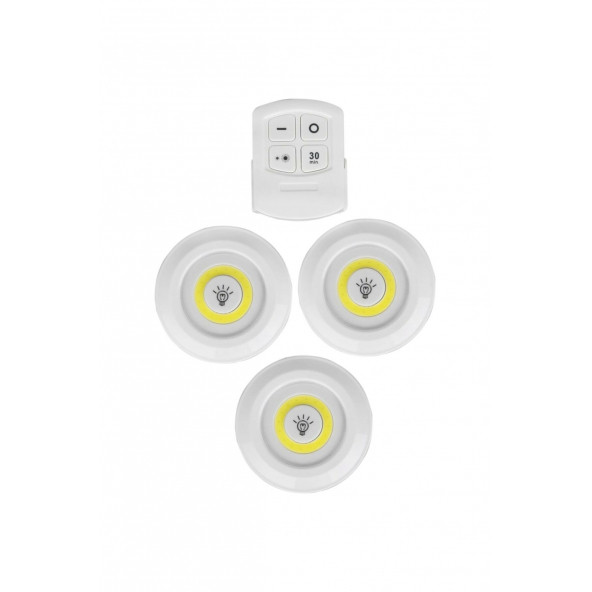 Uzaktan Kumandalı 3 Lü Spot Led Lamba Kablosuz Pilli - 2