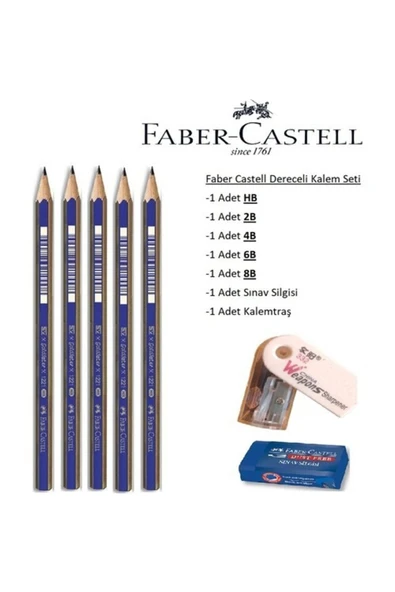 Faber Castell Resim Kalemi Faber Dereceli Kalem Seti Karakalem Seti Hb-2b-4b-6b-8b 5'li Set