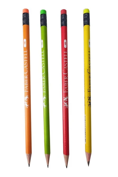 Faber Castell Kurşun Kalem Silgili 4 Adet Şövalye HB Siyah Kurşun Kalem Silgili Kalem Desenli HB Kalem