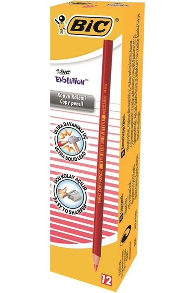 Bic Evolution Kırmızı Kopya Kalemi 12'li Kutu / 9213691