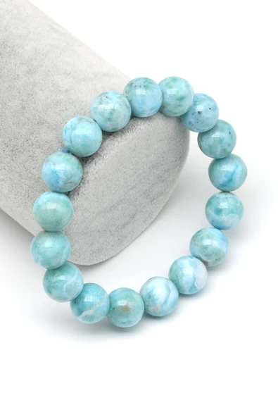 Larimar Doğal Taş Bileklik 11 mm Küre Kesim