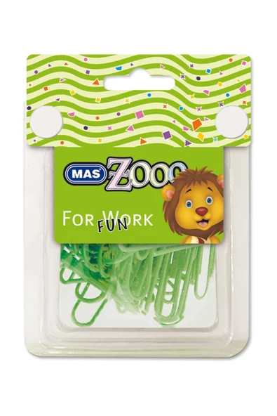 Mas 610 Zooo Seffaf Dörtgen Kutuda Plastik Kaplı Ataş No:3 Yesil X 12 Paket