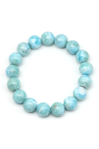 Larimar Doğal Taş Bileklik 11 mm Küre Kesim - Resim 2