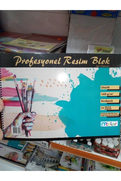 mcolor MİNİK STORE MCOLOR RESİM DEFTERİ PROFESYONEL KARTON KAPAK SPİRALLİ 25x35 PERFORELİ 160 GR