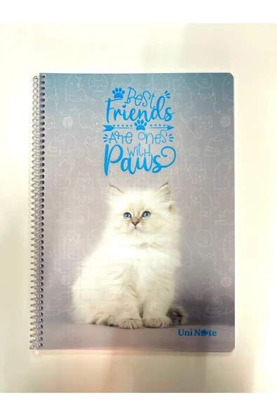 ÇINAR DEFTER Sevimli Kediler Spiralli Plastik Kapak A4 Defter 72 Yaprak Çizgili