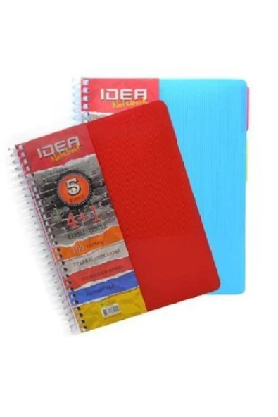 ÇINAR DEFTER 4 1 A4 Plastik Kapak Spiralli Seperatörlü 4 Kareli 1 Çizgili Ayraçlı Defter A4 Defter